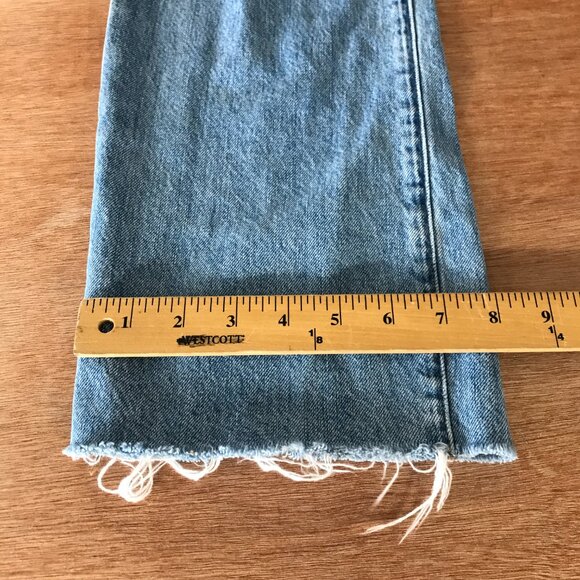 Madewell 90s Straight Jeans Women 27 Blue High Rise Distressed Raw Hem Stretch - Picture 7 of 14